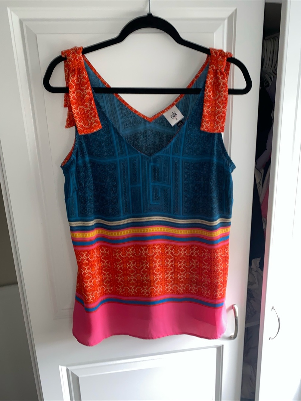 CAbi Tank‎ Top Women's Medium Multi Colored Print Boho Sleeveless Blouse